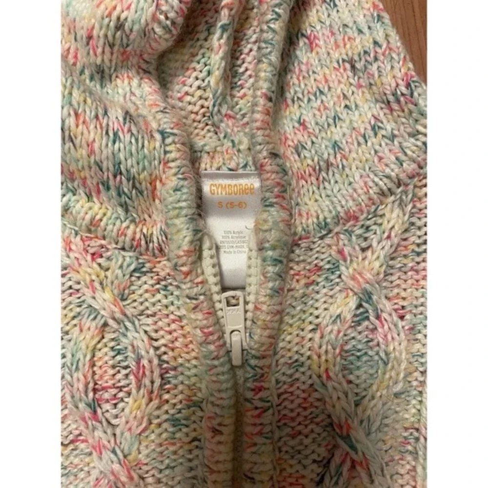 2013 Gymboree GIRLS‎ S 5-6 Rainbow Cable Knit Full Zip Hoodie Sweater Cute